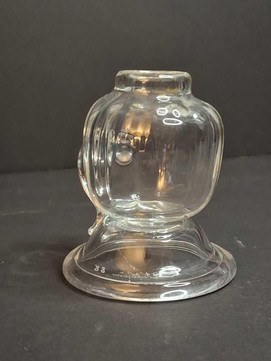 Signed Frank Stubbins 1988 Studio Art Glass Miniature Oil Lamp Base Studio Hand Blown South Jersey