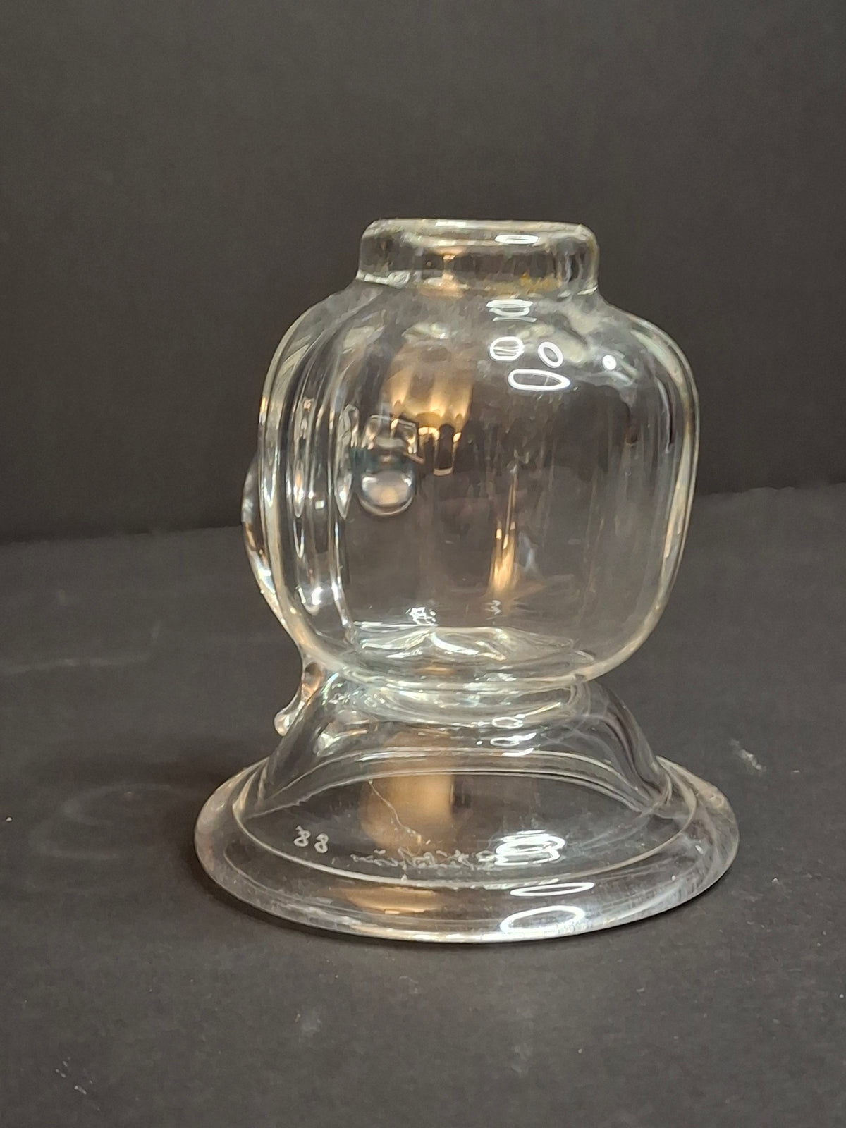 Signed Frank Stubbins 1988 Studio Art Glass Miniature Oil Lamp Base Studio Hand Blown South Jersey