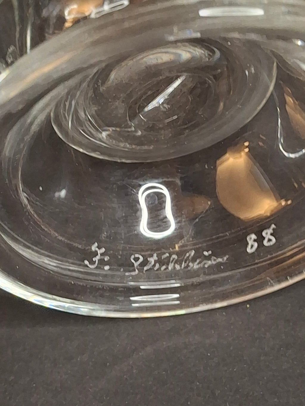 Signed Frank Stubbins 1988 Studio Art Glass Miniature Oil Lamp Base Studio Hand Blown South Jersey
