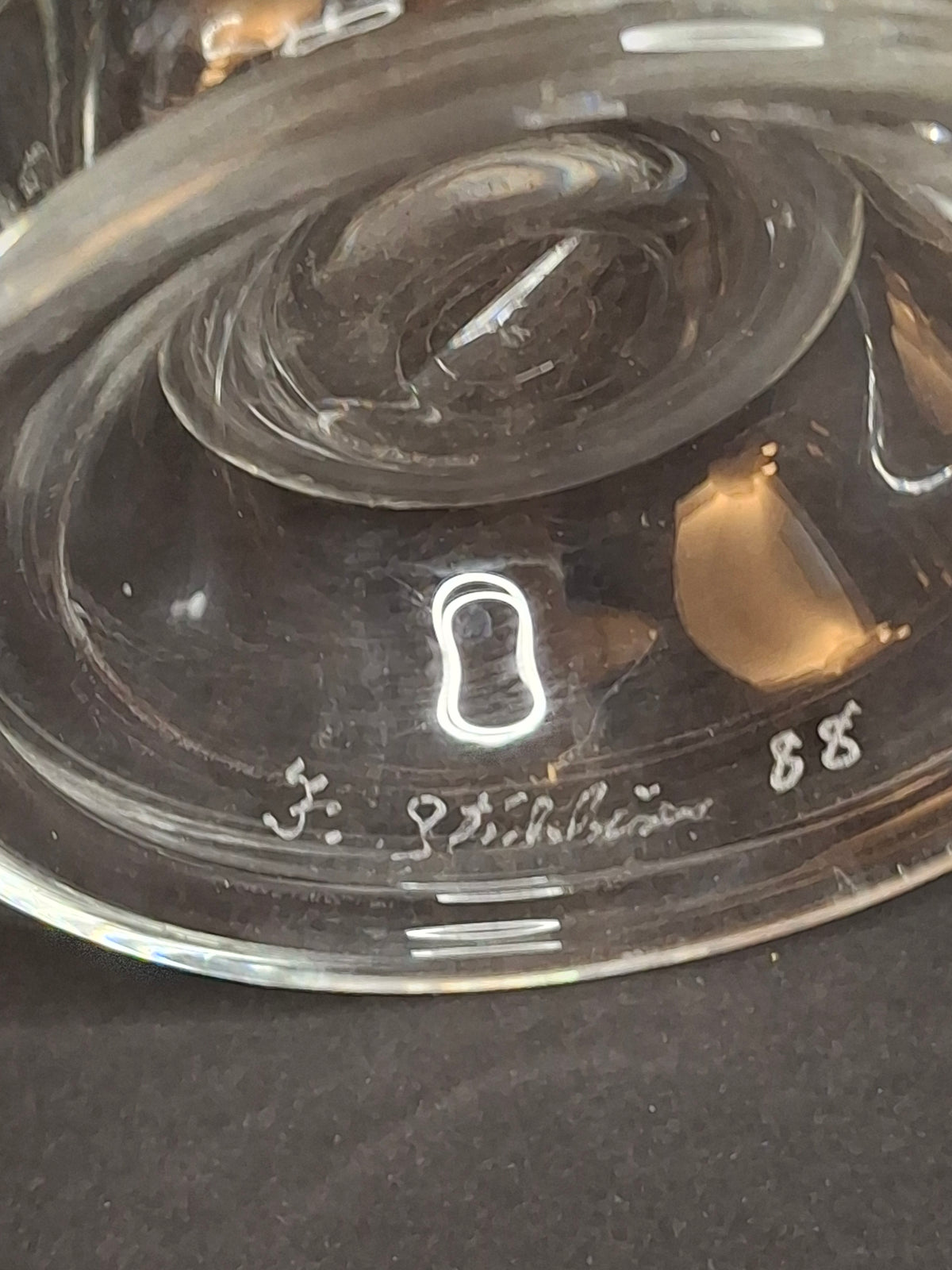 Signed Frank Stubbins 1988 Studio Art Glass Miniature Oil Lamp Base Studio Hand Blown South Jersey