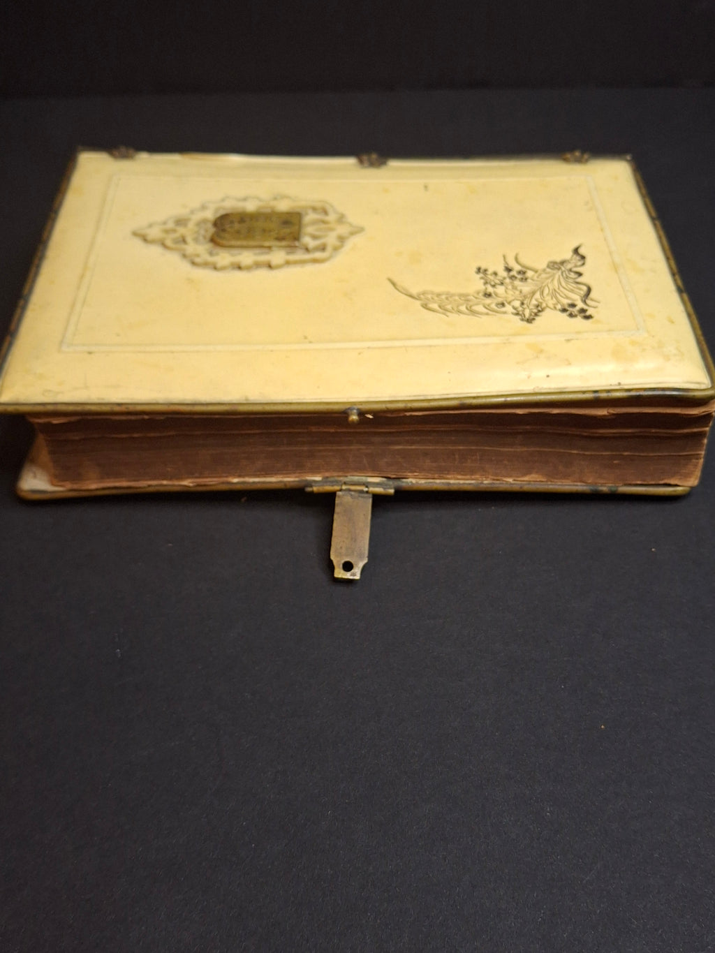 1893 Antique Jewish Prayer Book Siddur Celluloid Bone Brass and Velvet Cover Clasp Kauffmann Judaica