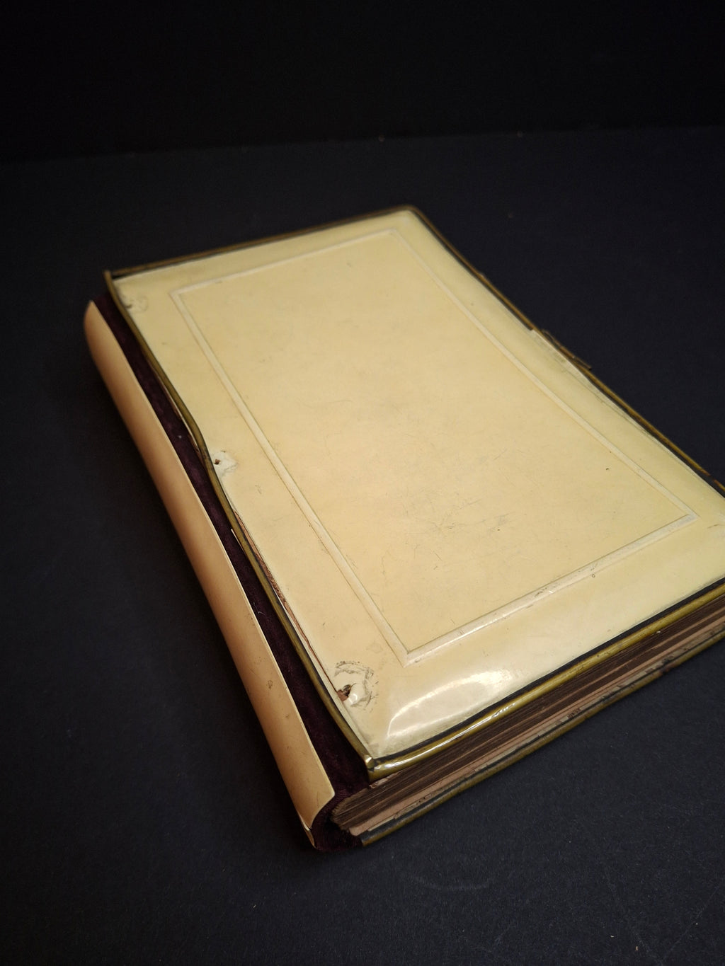 1893 Antique Jewish Prayer Book Siddur Celluloid Bone Brass and Velvet Cover Clasp Kauffmann Judaica