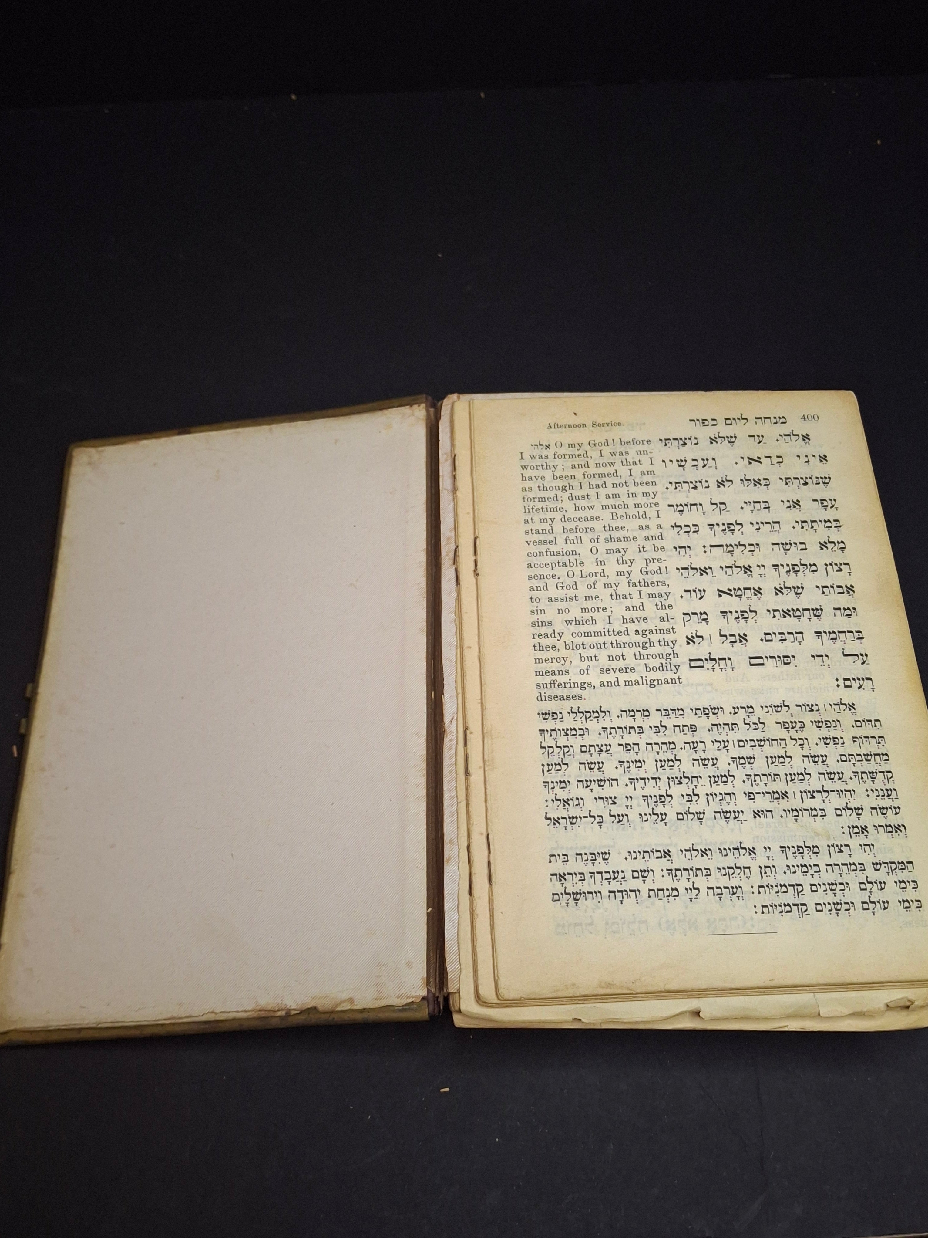 Antique 1893 Vienna Machzor Set Rosh Hashanah Yom Kippur Bone Brass Velvet Binding