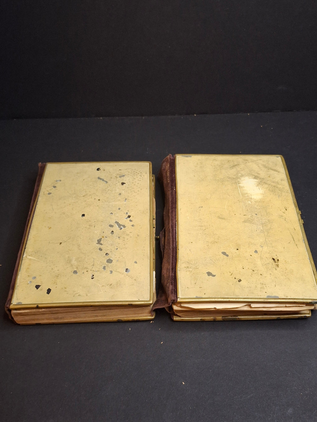 Antique 1893 Vienna Machzor Set Rosh Hashanah Yom Kippur Bone Brass Velvet Binding