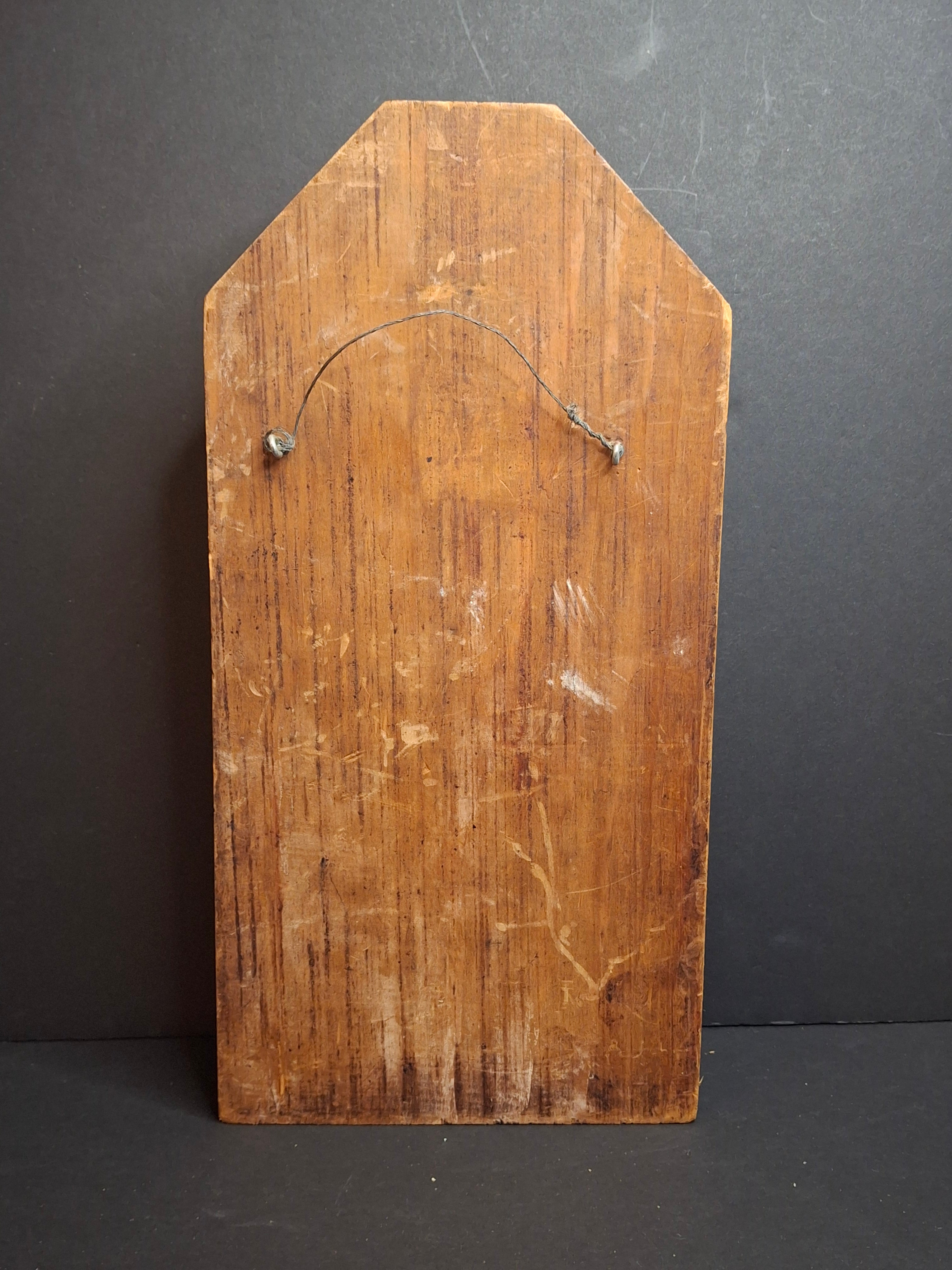 Vintage Hand Carved Wood Judaica Relief Plaque Rabbi Shofar Signed Gerber 1955