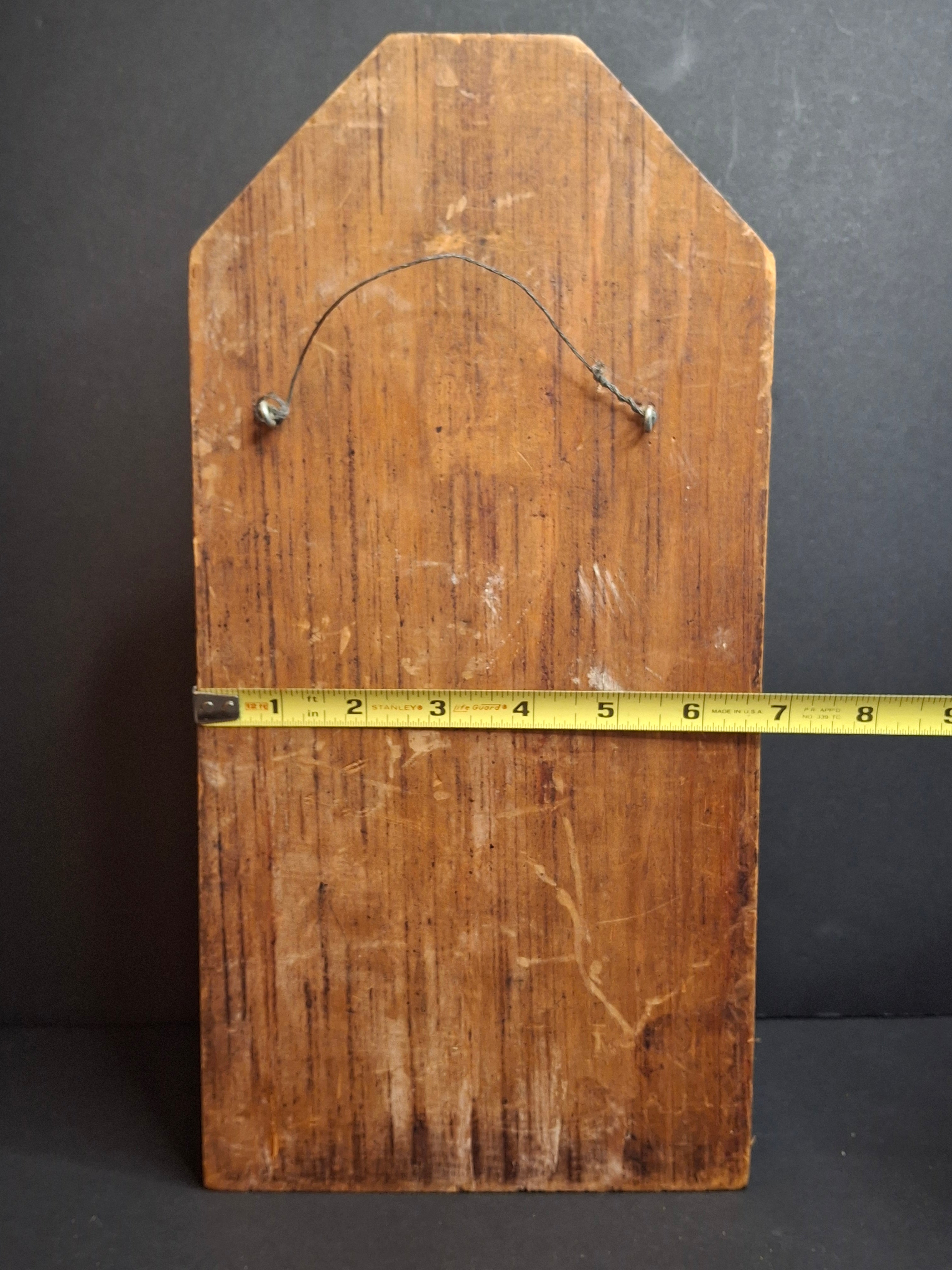 Vintage Hand Carved Wood Judaica Relief Plaque Rabbi Shofar Signed Gerber 1955