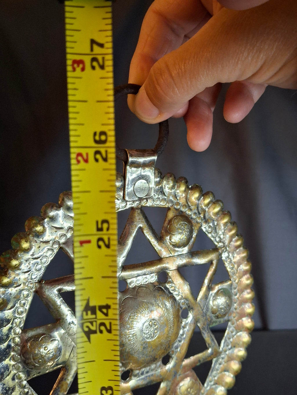 Late 19th Century Judaica Silver Plated Bronze Ner Tamid Synagogue Memorial Hanging Lamp Frame
