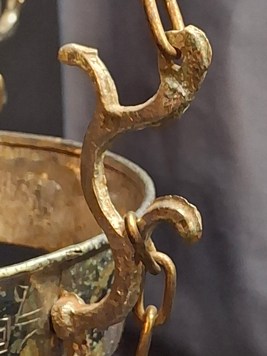Late 19th Century Judaica Silver Plated Bronze Ner Tamid Synagogue Memorial Hanging Lamp Frame
