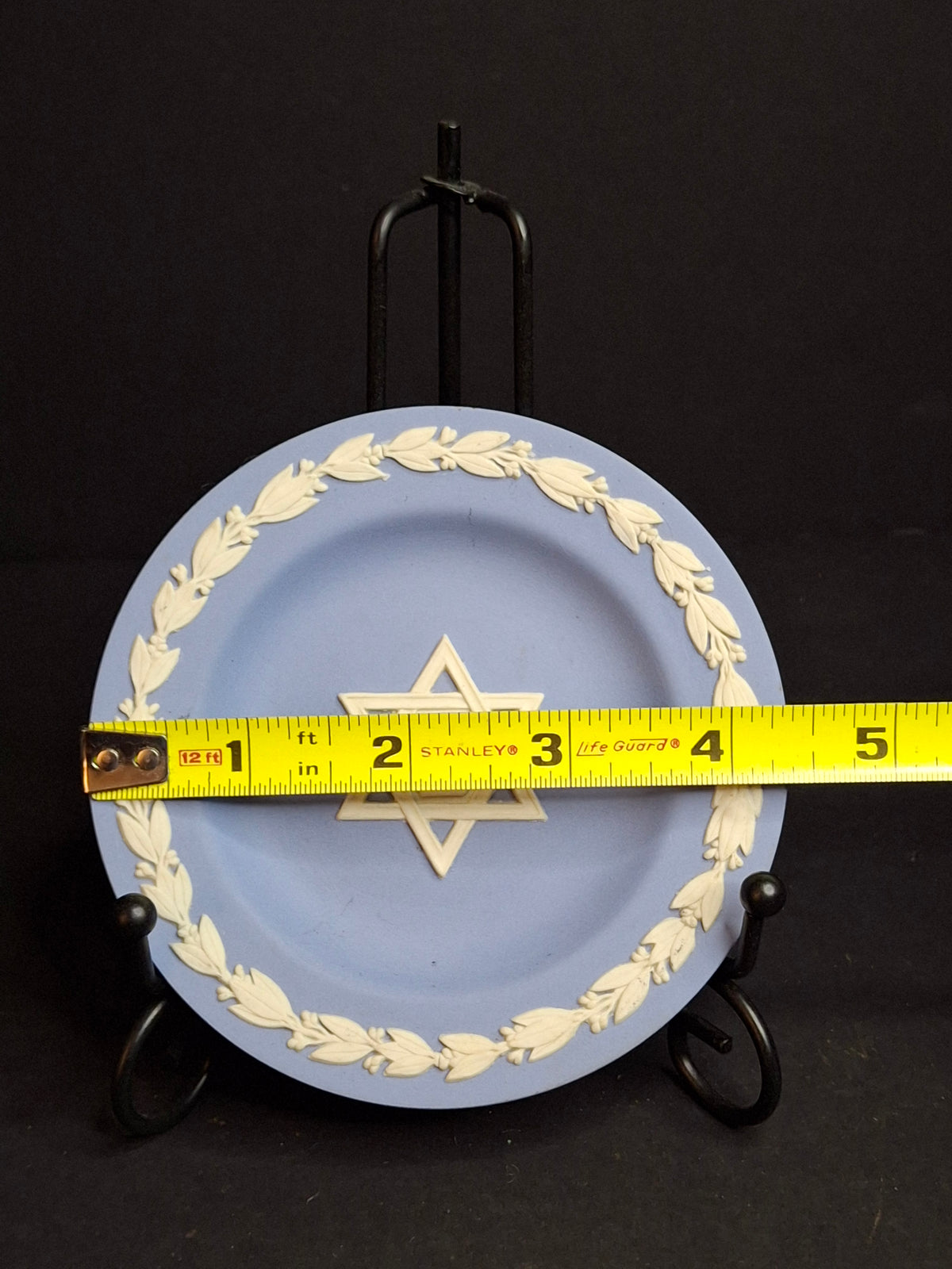 Pair Vintage Wedgwood Blue Jasperware 4.5" Pin Dishes Judaica Star of David Zion