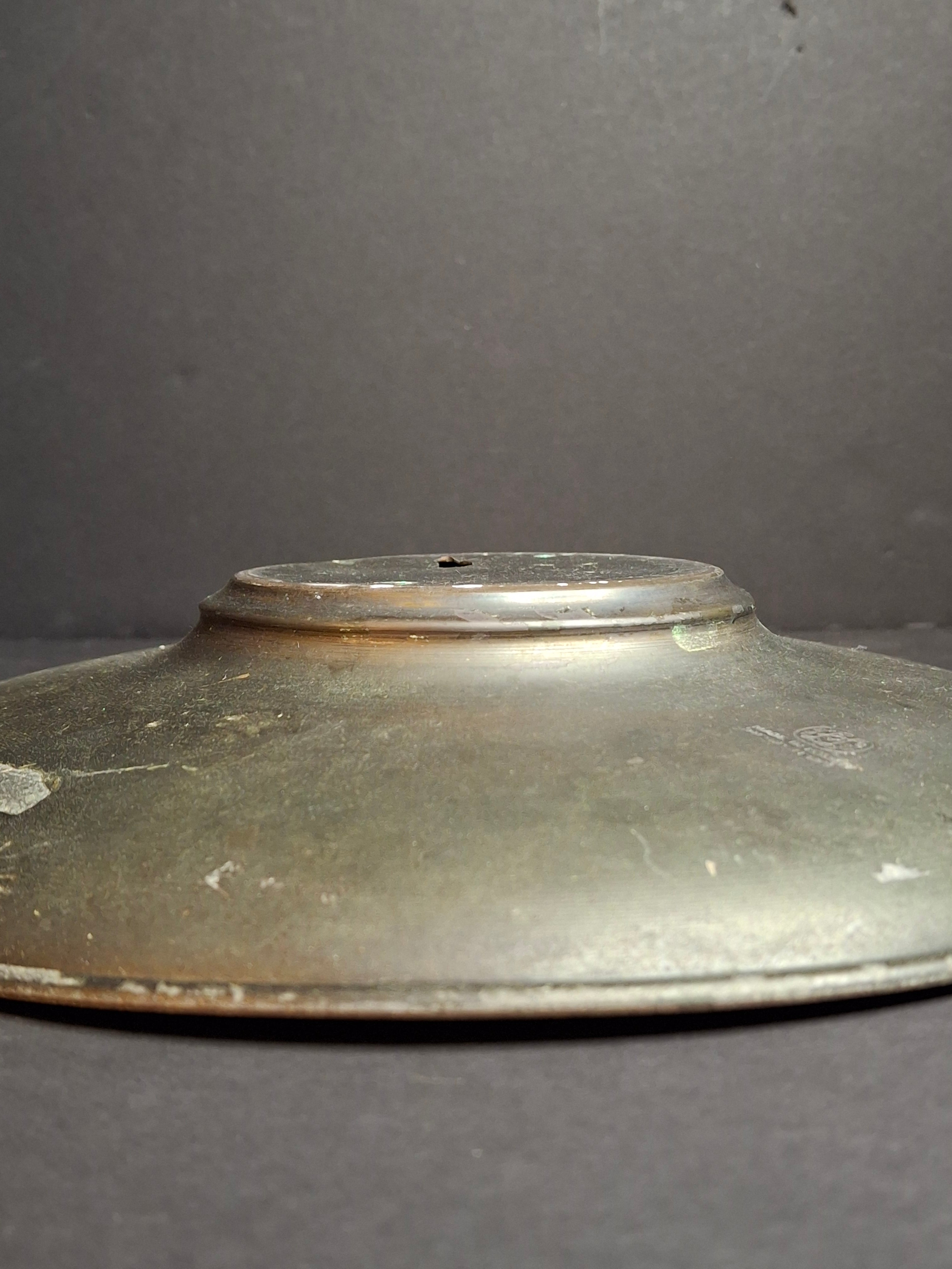 Vintage 1950s Heavy Pal-Bell Israel Verdigris Brass 9.5" Wall Plate Rabbi Shofar