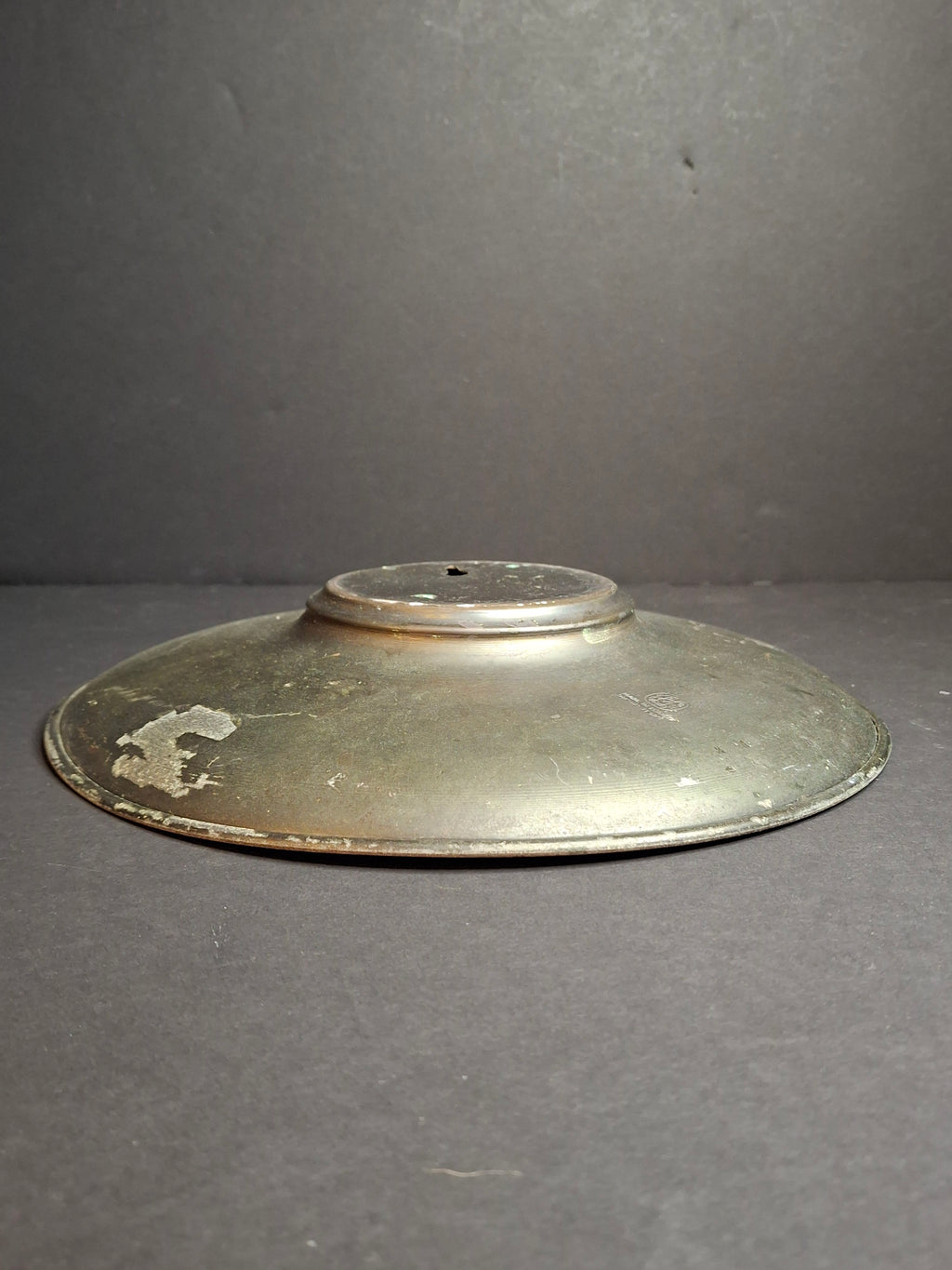 Vintage 1950s Heavy Pal-Bell Israel Verdigris Brass 9.5" Wall Plate Rabbi Shofar