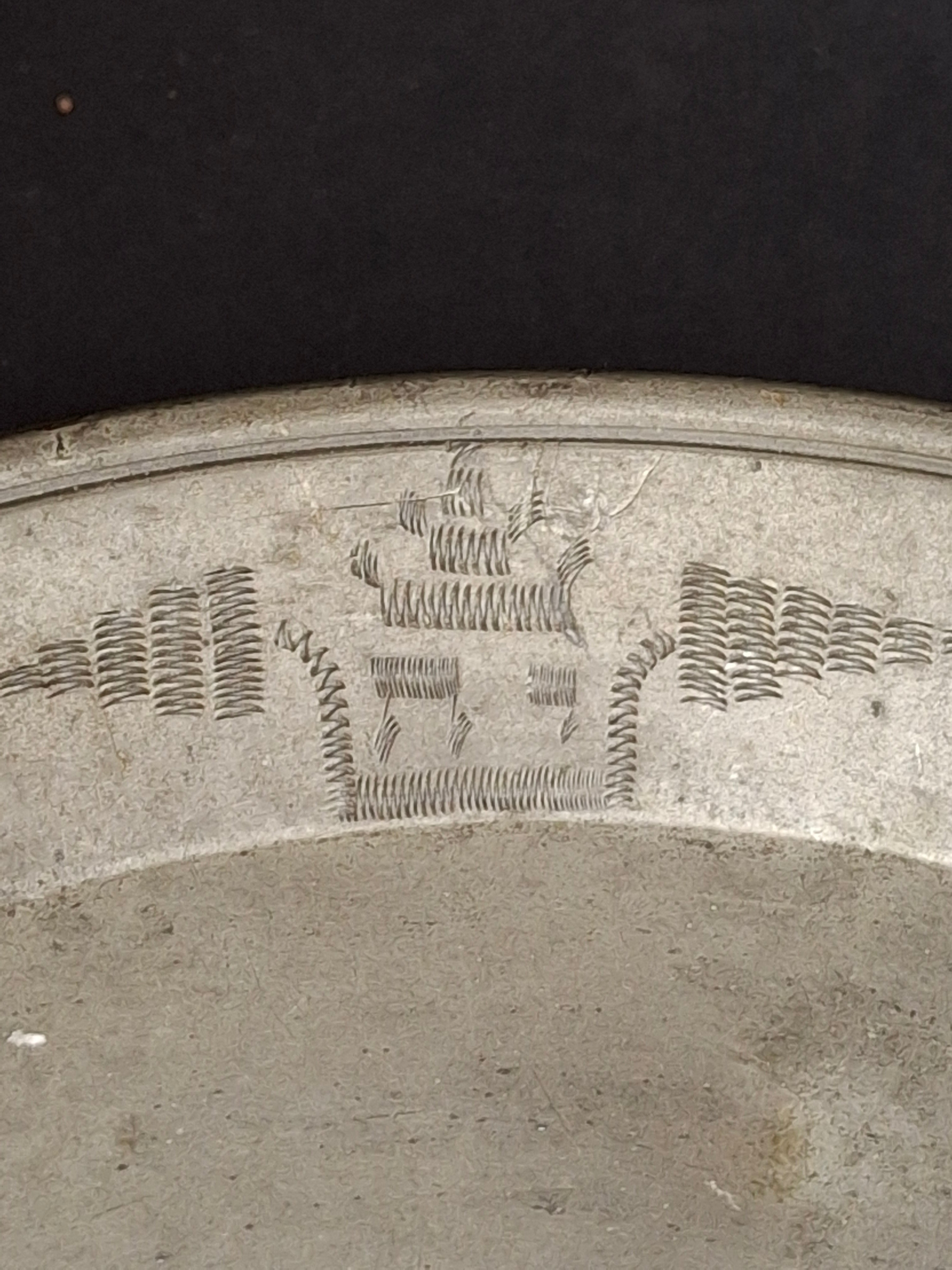 18th Century German Pewter Extra Large Judaica Passover Seder Wash Basin Bowl Hebrew Engraved Christie's Provenance 11"