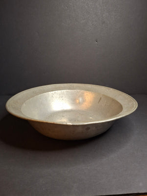 18th Century German Pewter Extra Large Judaica Passover Seder Wash Basin Bowl Hebrew Engraved Christie's Provenance 11"