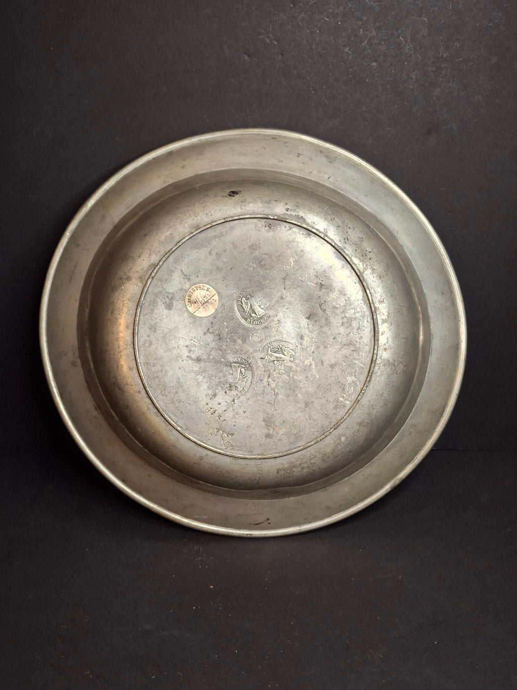 18th Century German Pewter Extra Large Judaica Passover Seder Wash Basin Bowl Hebrew Engraved Christie's Provenance 11"