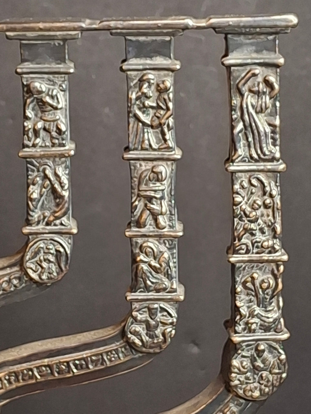 Yaacov Heller Sterling Silver Knesset Menorah Sculpture Tiered Marble Base 10"