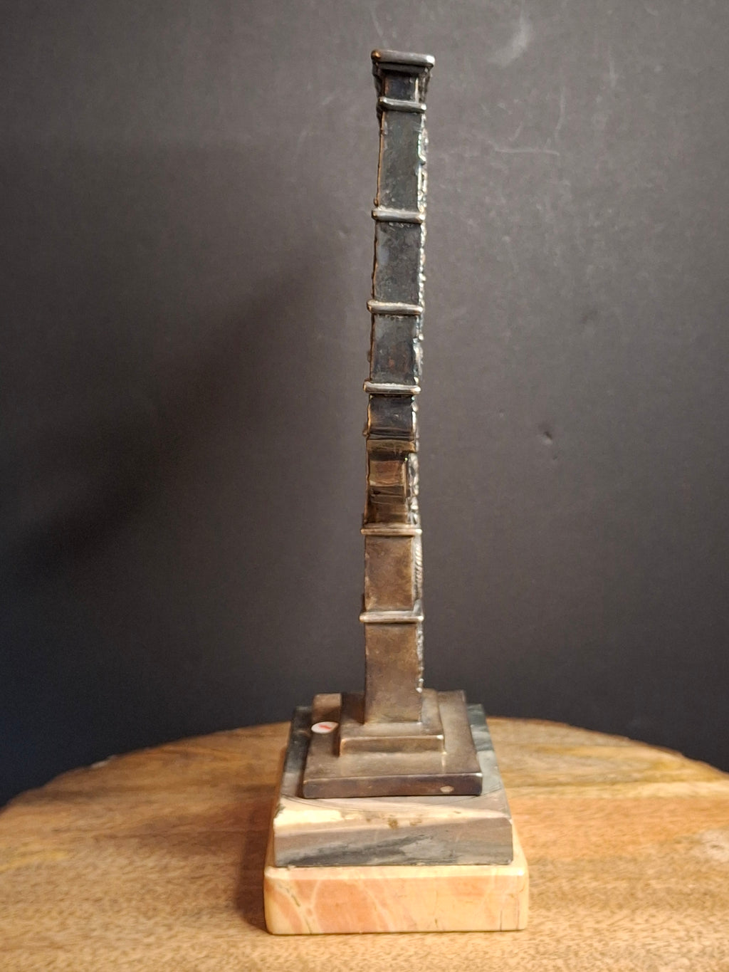 Yaacov Heller Sterling Silver Knesset Menorah Sculpture Tiered Marble Base 10"