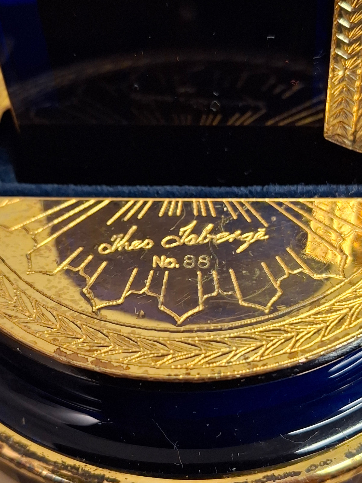 Theo Fabergé St. Petersburg Collection Egg of the Covenant Ten Commandments Sterling Silver Gilt Cobalt Glass Limited Edition 88/750