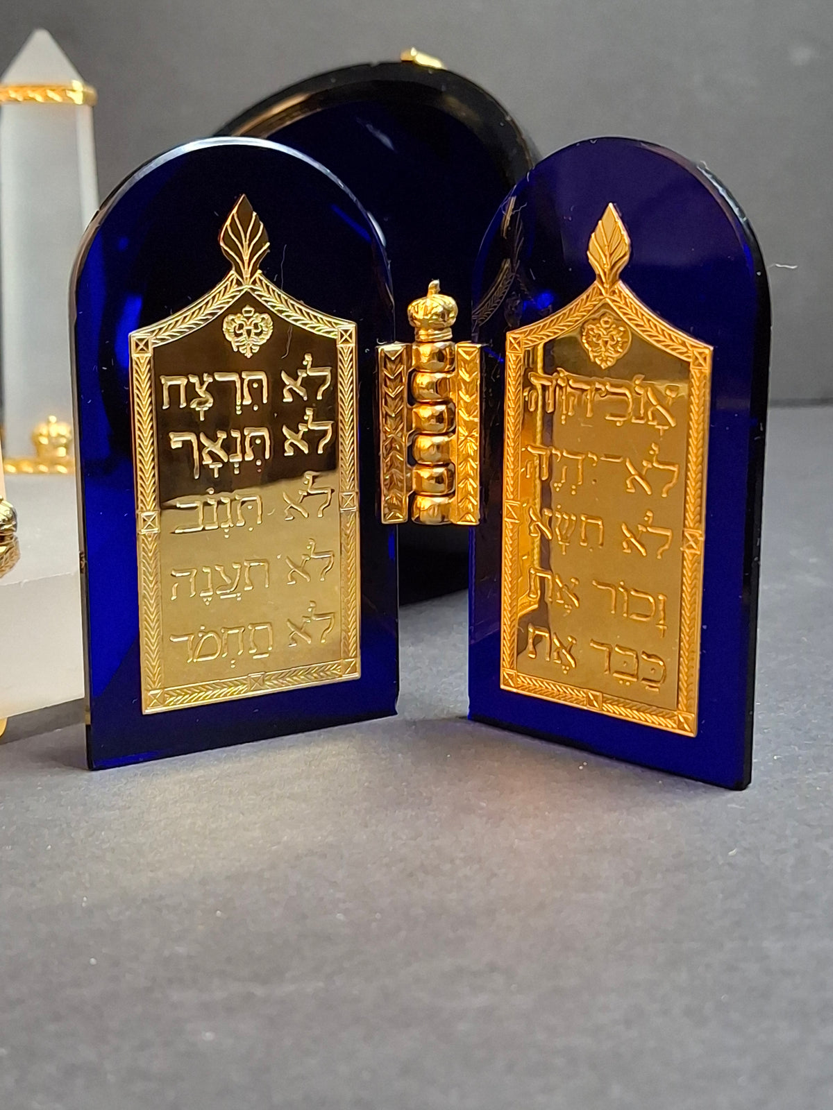 Theo Fabergé St. Petersburg Collection Egg of the Covenant Ten Commandments Sterling Silver Gilt Cobalt Glass Limited Edition 88/750