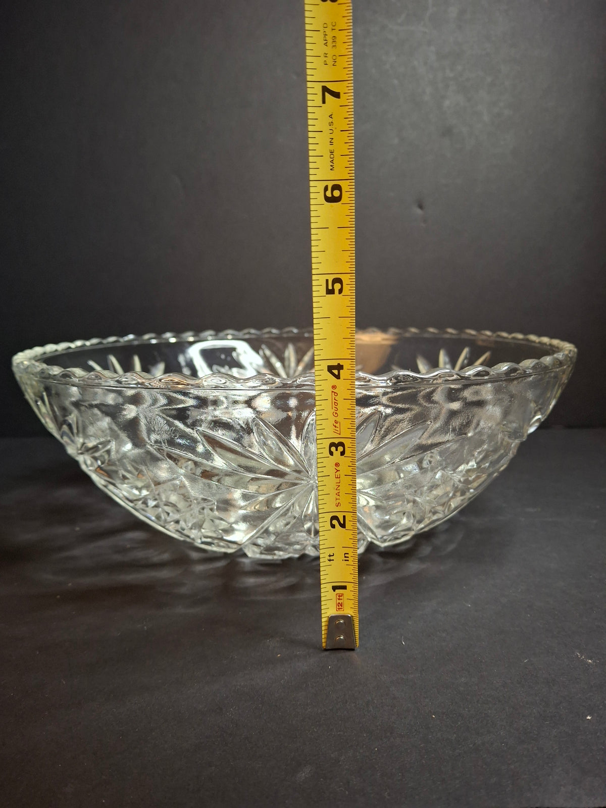 Vintage Anchor Hocking EAPC Star of David Glass Punch Bowl Serving Bowl 10.75"