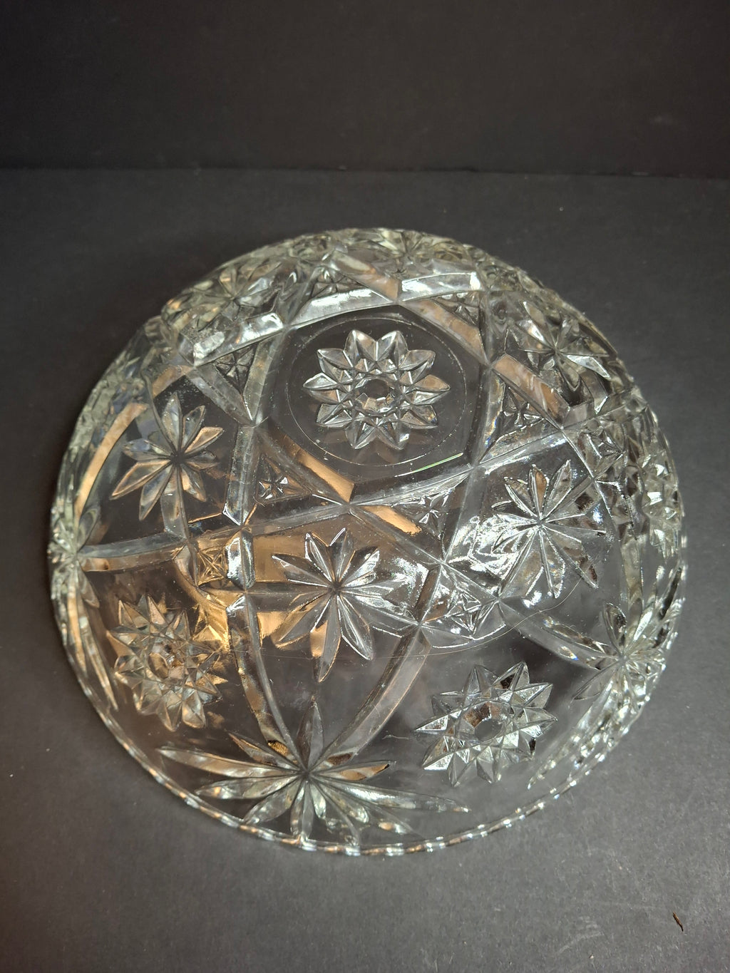 Vintage Anchor Hocking EAPC Star of David Glass Punch Bowl Serving Bowl 10.75"