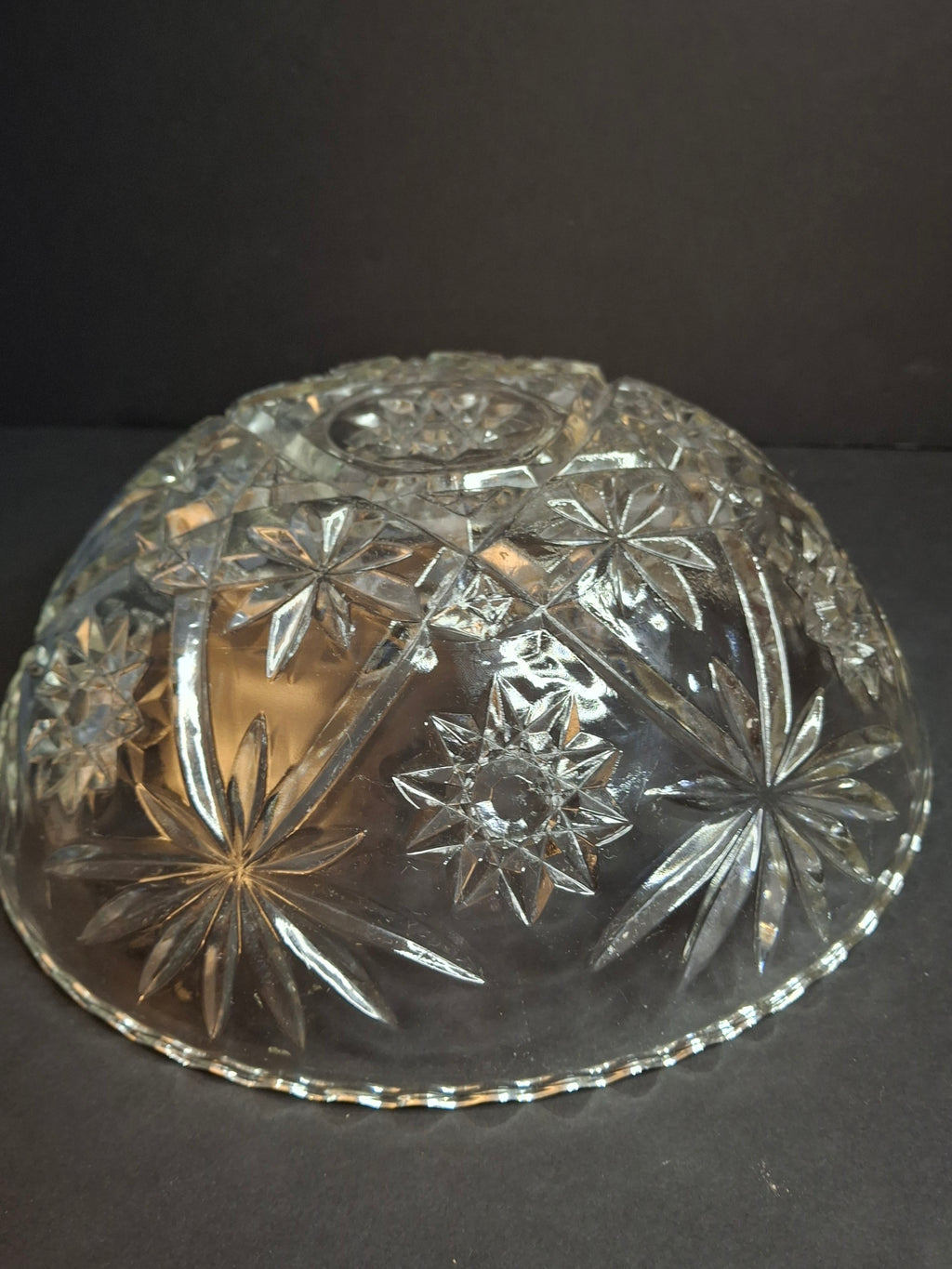 Vintage Anchor Hocking EAPC Star of David Glass Punch Bowl Serving Bowl 10.75"