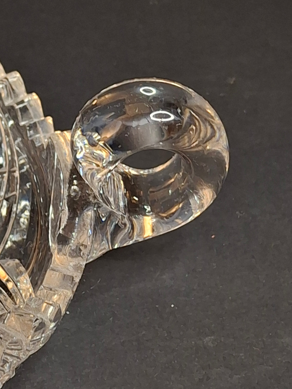 Antique ABP Cut Glass Handled Nappy Bowl Hobstar Star Fine Diamond Rim 7"