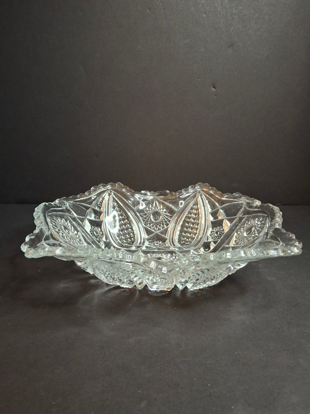 Antique McKee Glass Innovation No. 410 Cut Glass Oval Bowl Centerpiece 10" 1916