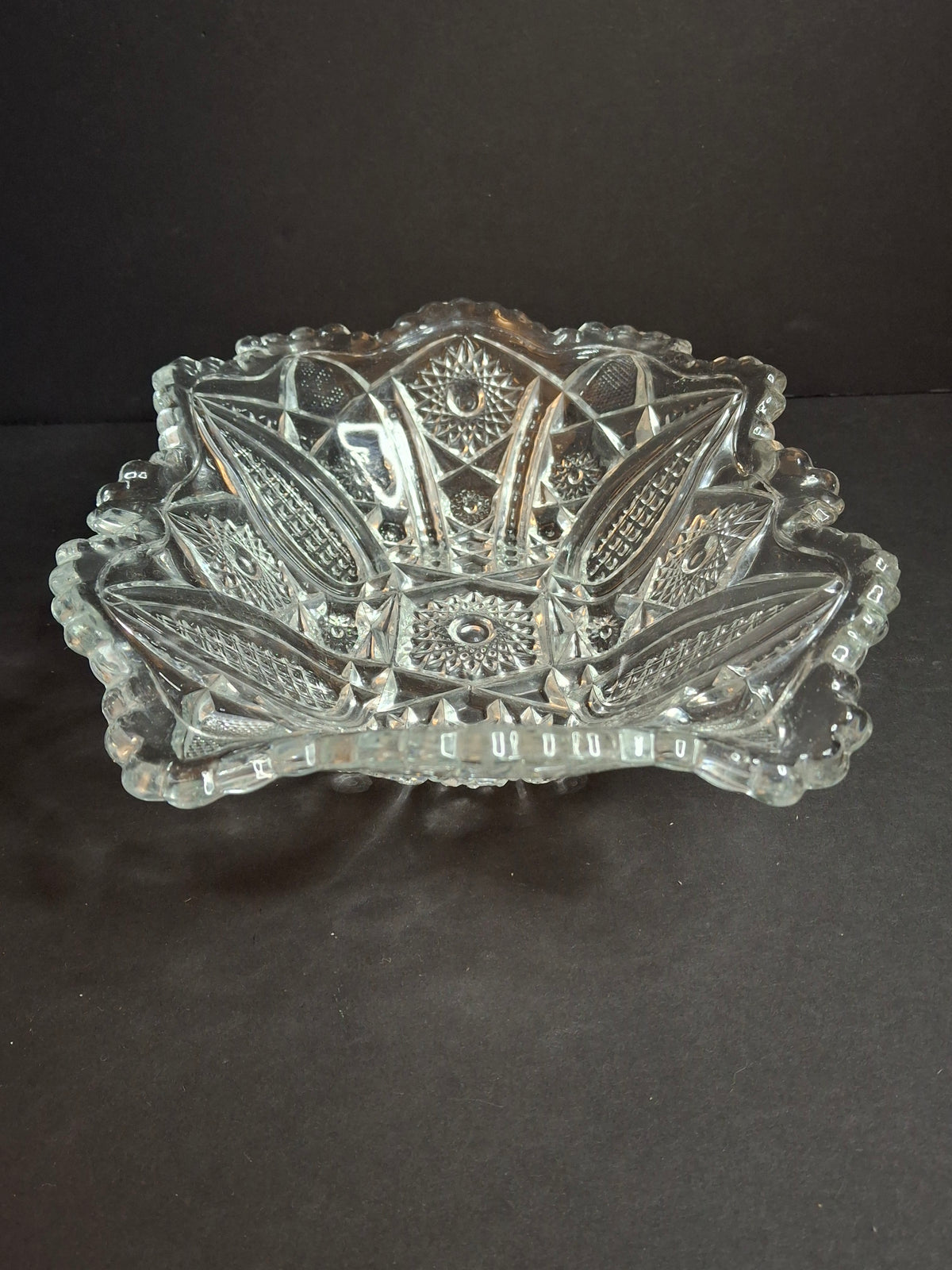 Antique McKee Glass Innovation No. 410 Cut Glass Oval Bowl Centerpiece 10" 1916