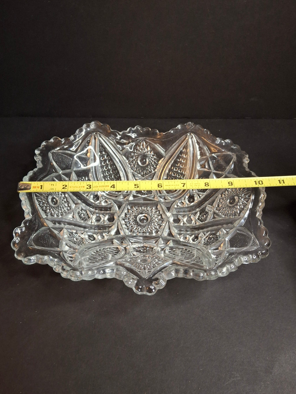 Antique McKee Glass Innovation No. 410 Cut Glass Oval Bowl Centerpiece 10" 1916