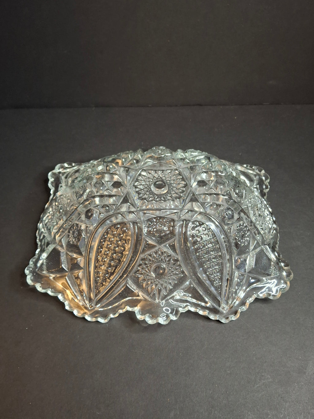 Antique McKee Glass Innovation No. 410 Cut Glass Oval Bowl Centerpiece 10" 1916