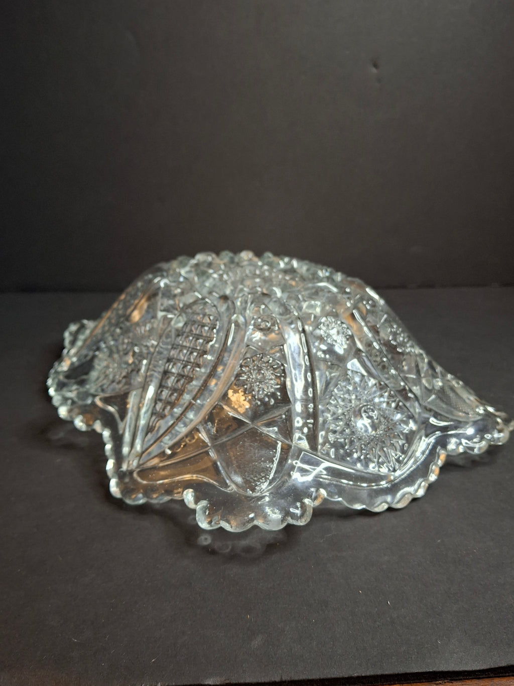 Antique McKee Glass Innovation No. 410 Cut Glass Oval Bowl Centerpiece 10" 1916