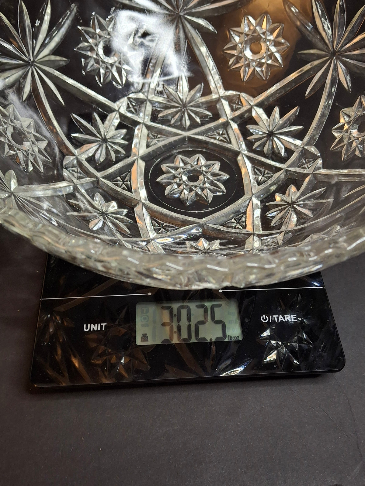 Vintage Anchor Hocking EAPC Star of David Glass Punch Bowl Serving Bowl 10.75"