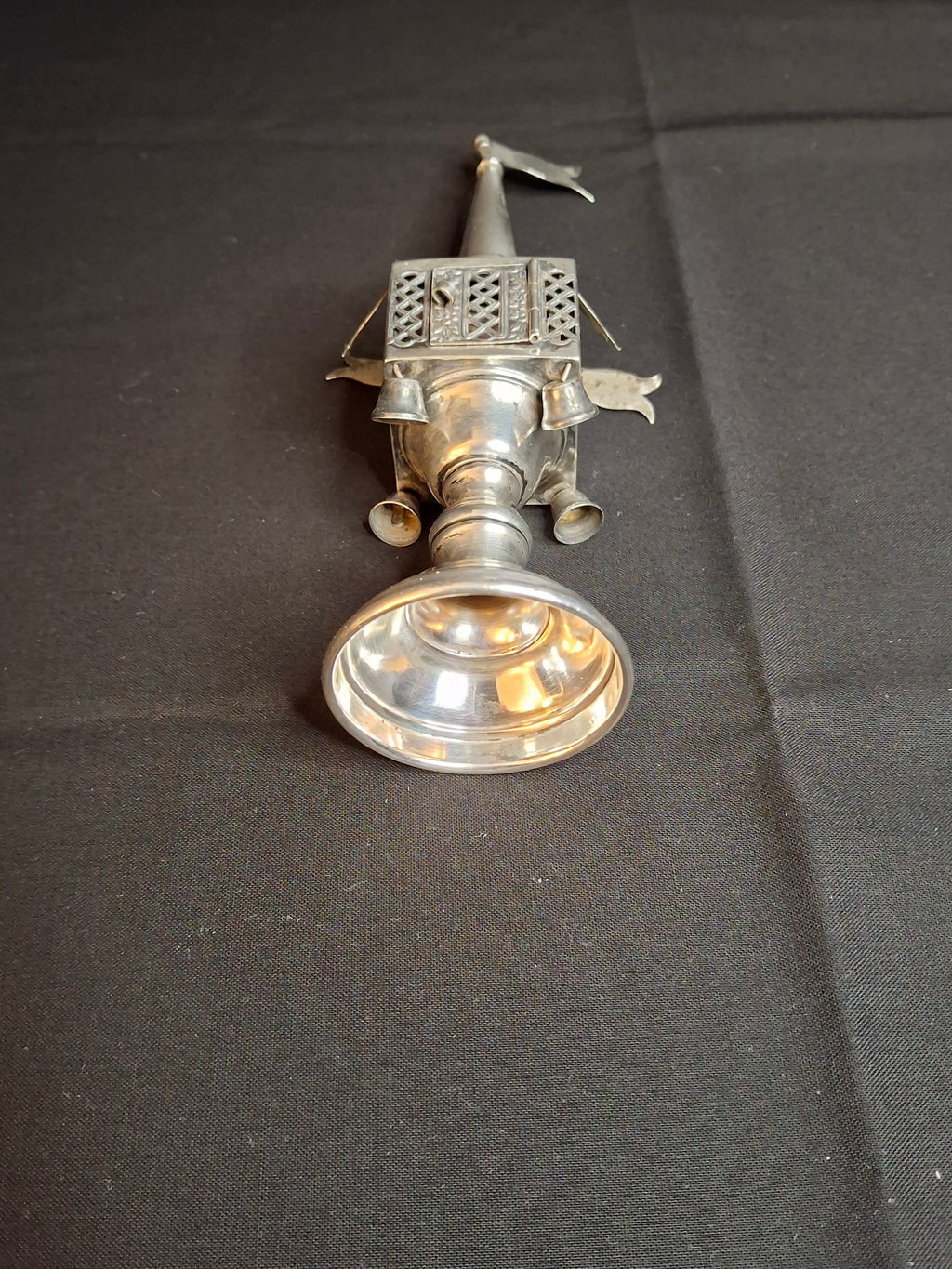 Vintage Sterling Silver Besamim Spice Tower Havdalah Bells Flags 72g Judaica