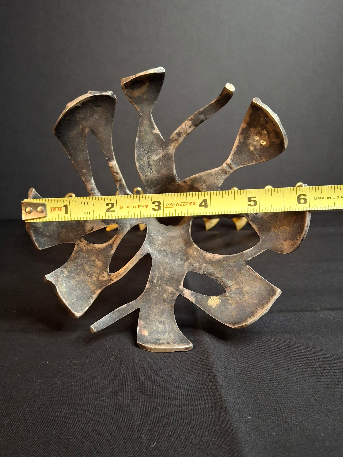 Vintage Fred Spinowitz Tree of Life Hanukkah Menorah Signed Judaica Silver Tone Brass Leaves Chanukiah