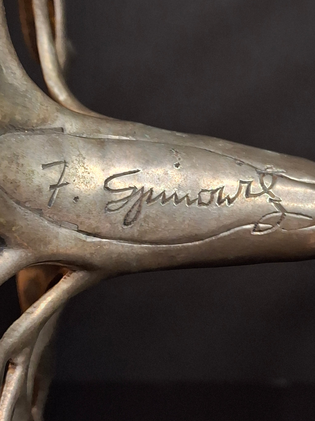 Vintage Fred Spinowitz Tree of Life Hanukkah Menorah Signed Judaica Silver Tone Brass Leaves Chanukiah