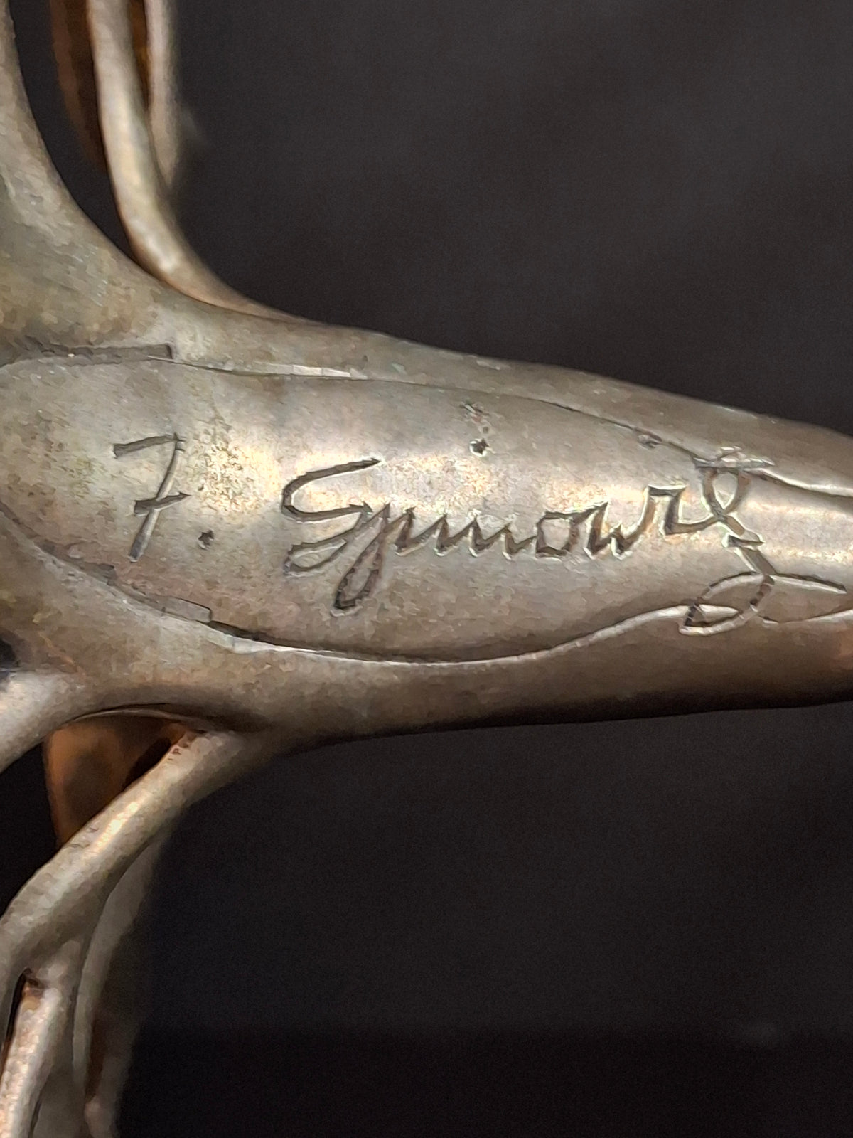 Vintage Fred Spinowitz Tree of Life Hanukkah Menorah Signed Judaica Silver Tone Brass Leaves Chanukiah