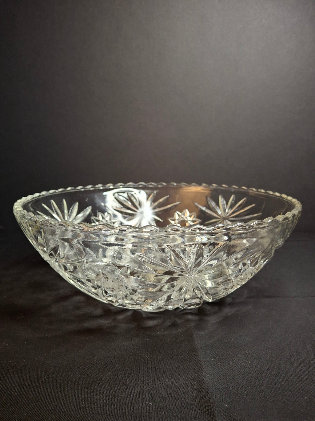 Vintage Anchor Hocking EAPC Star of David Glass Punch Bowl Serving Bowl 10.75"