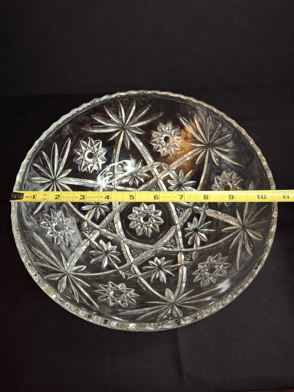 Vintage Anchor Hocking EAPC Star of David Glass Punch Bowl Serving Bowl 10.75"