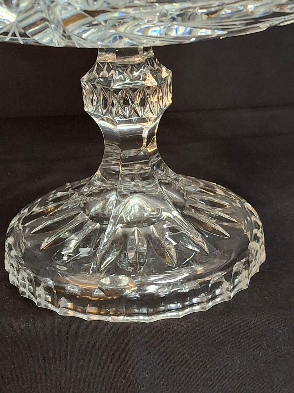 Antique ABP Cut Glass Pedestal Bowl Large 10.75 Centerpiece Compote Pinwheel Hobstar
