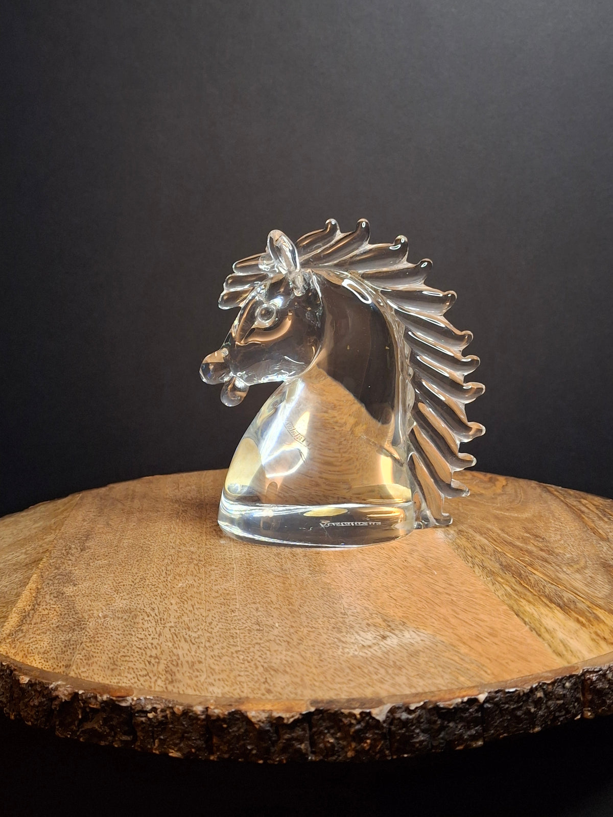 Vintage Kristaluxus Heavy 24% Lead Crystal Horse Head Sculpture Paperweight Mexico