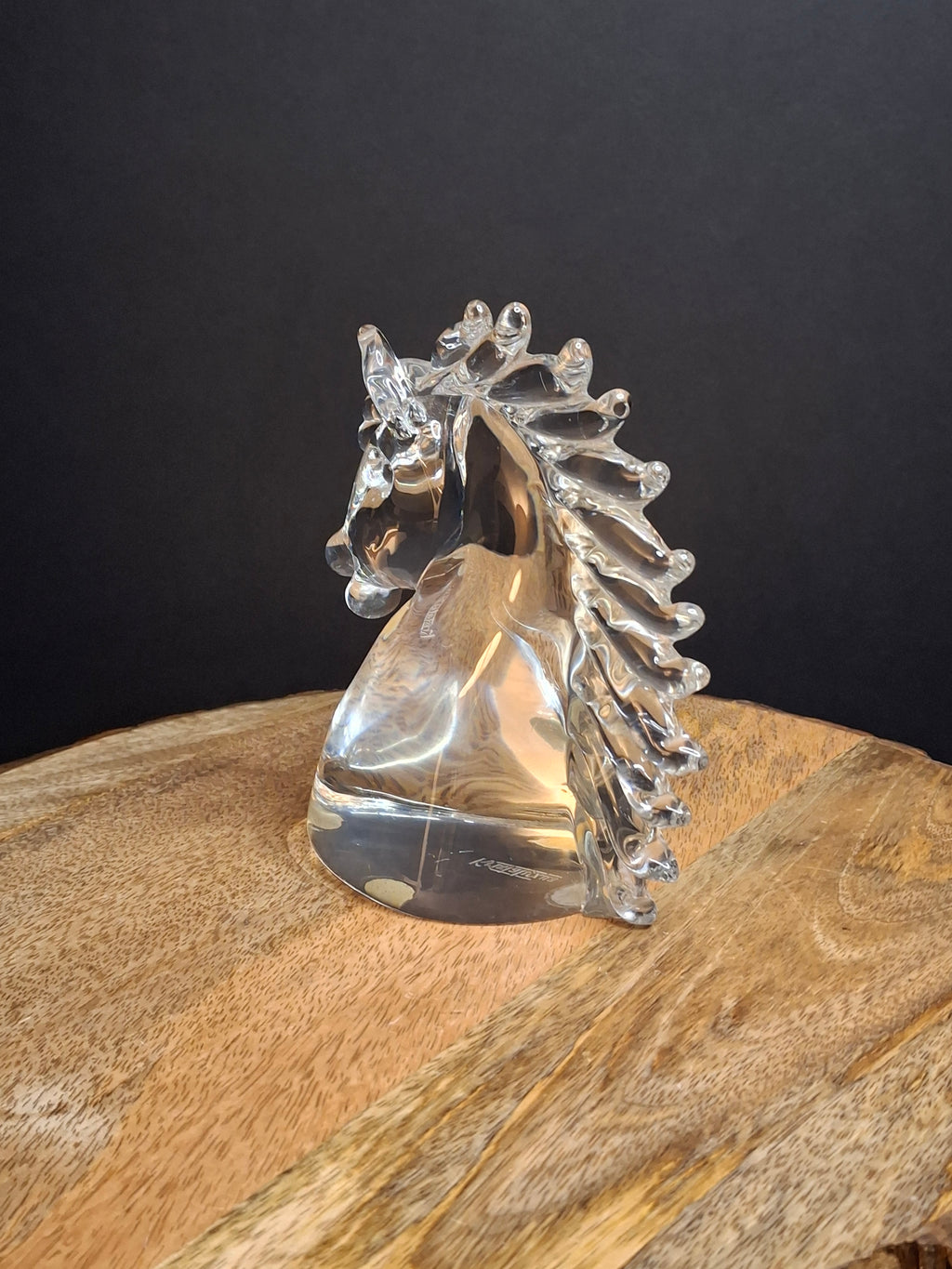 Vintage Kristaluxus Heavy 24% Lead Crystal Horse Head Sculpture Paperweight Mexico