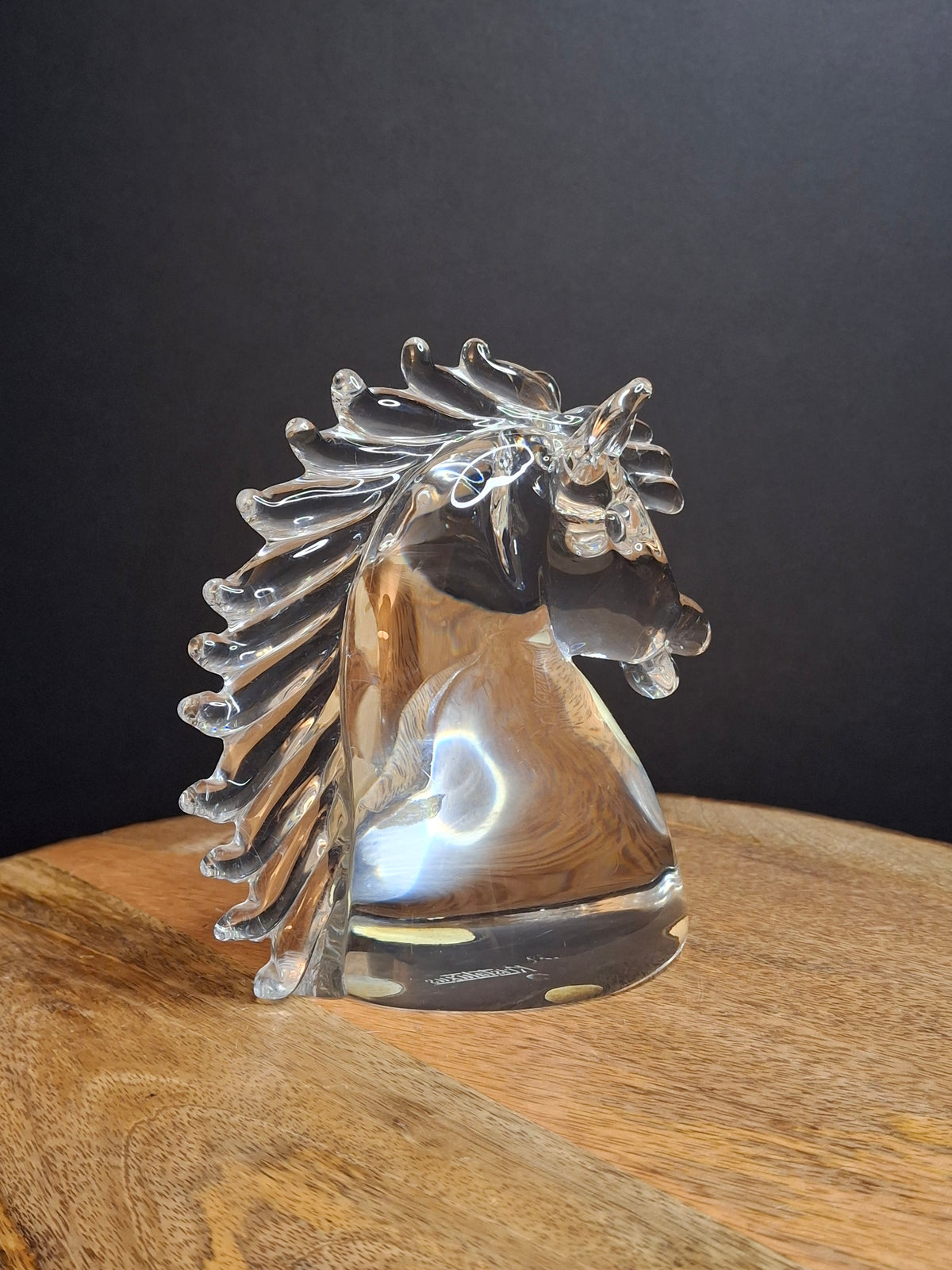 Vintage Kristaluxus Heavy 24% Lead Crystal Horse Head Sculpture Paperweight Mexico