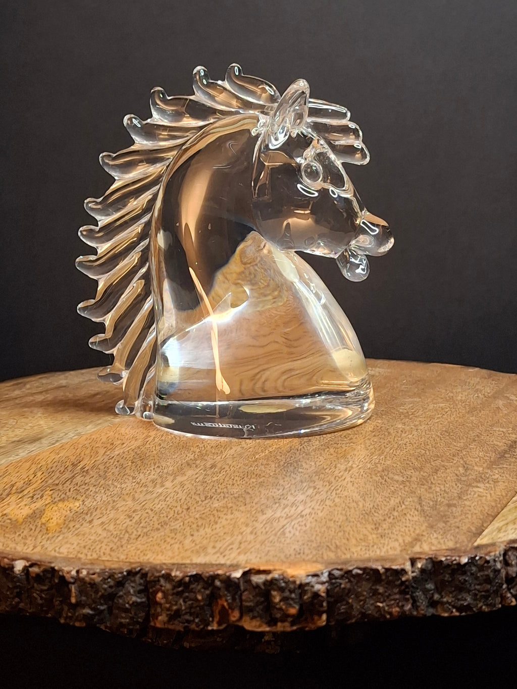 Vintage Kristaluxus Heavy 24% Lead Crystal Horse Head Sculpture Paperweight Mexico