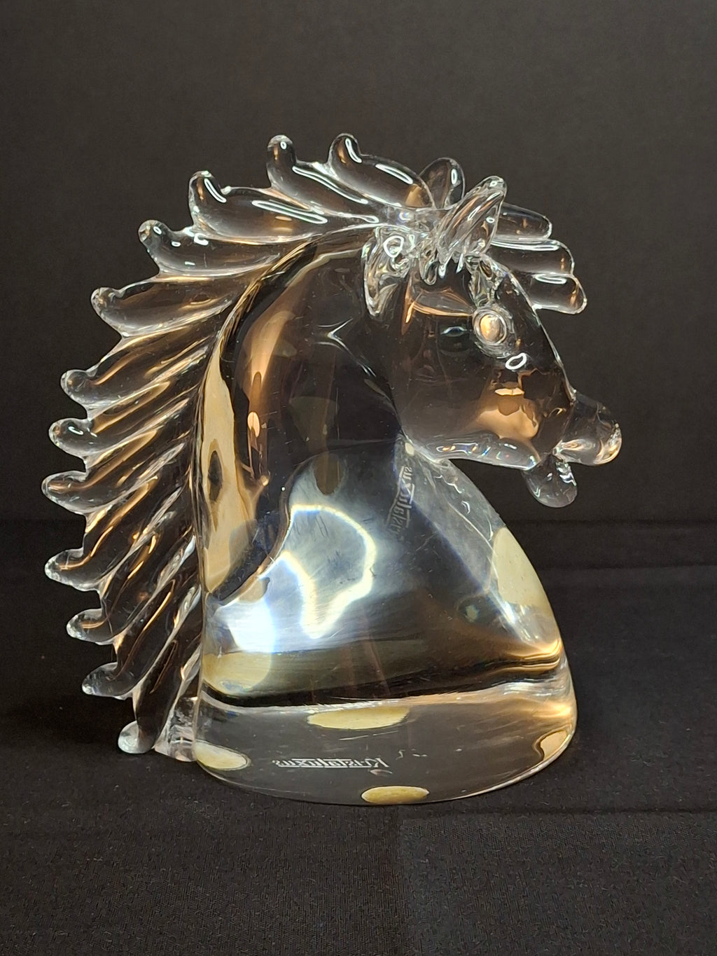 Vintage Kristaluxus Heavy 24% Lead Crystal Horse Head Sculpture Paperweight Mexico