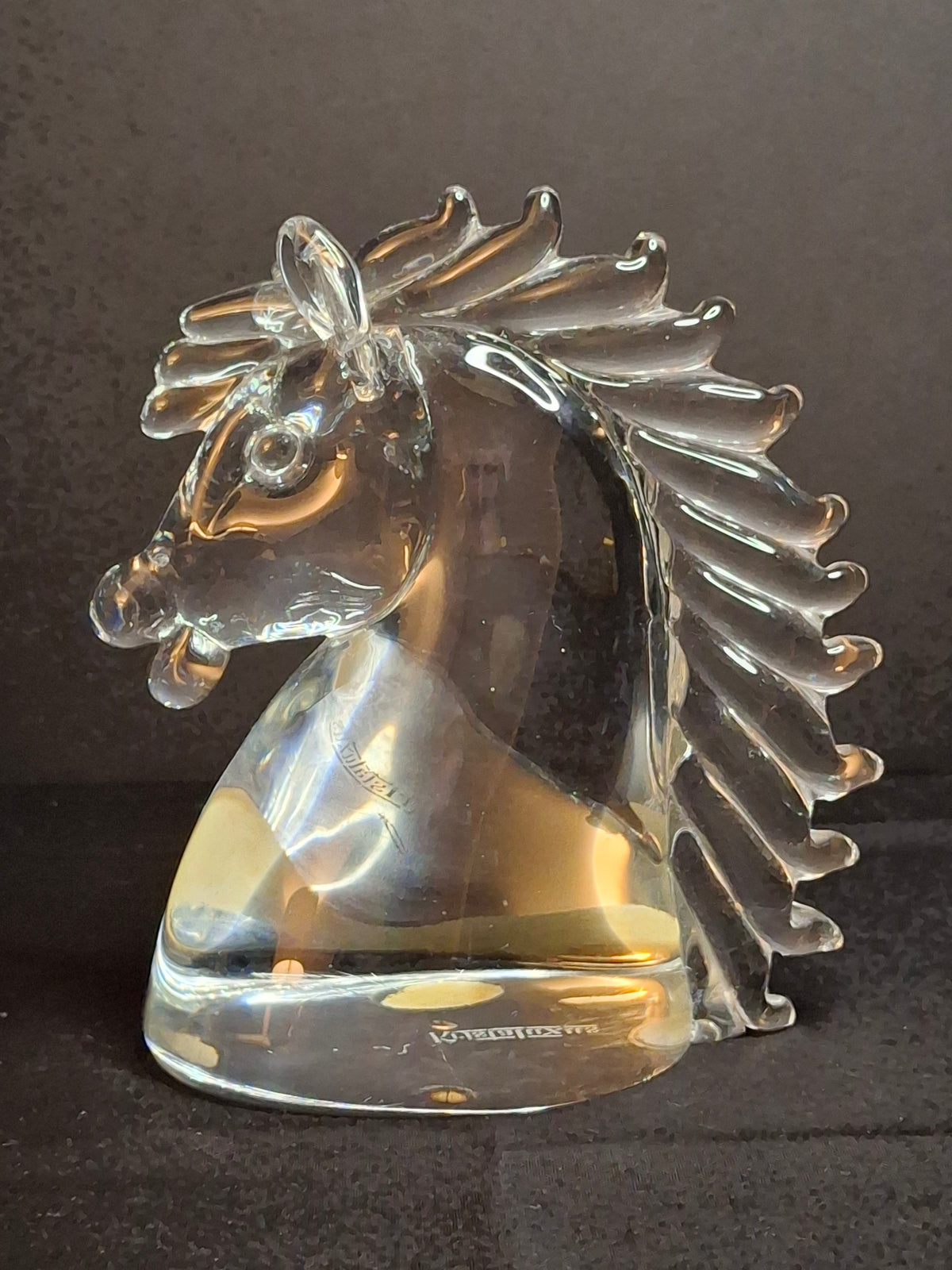 Vintage Kristaluxus Heavy 24% Lead Crystal Horse Head Sculpture Paperweight Mexico