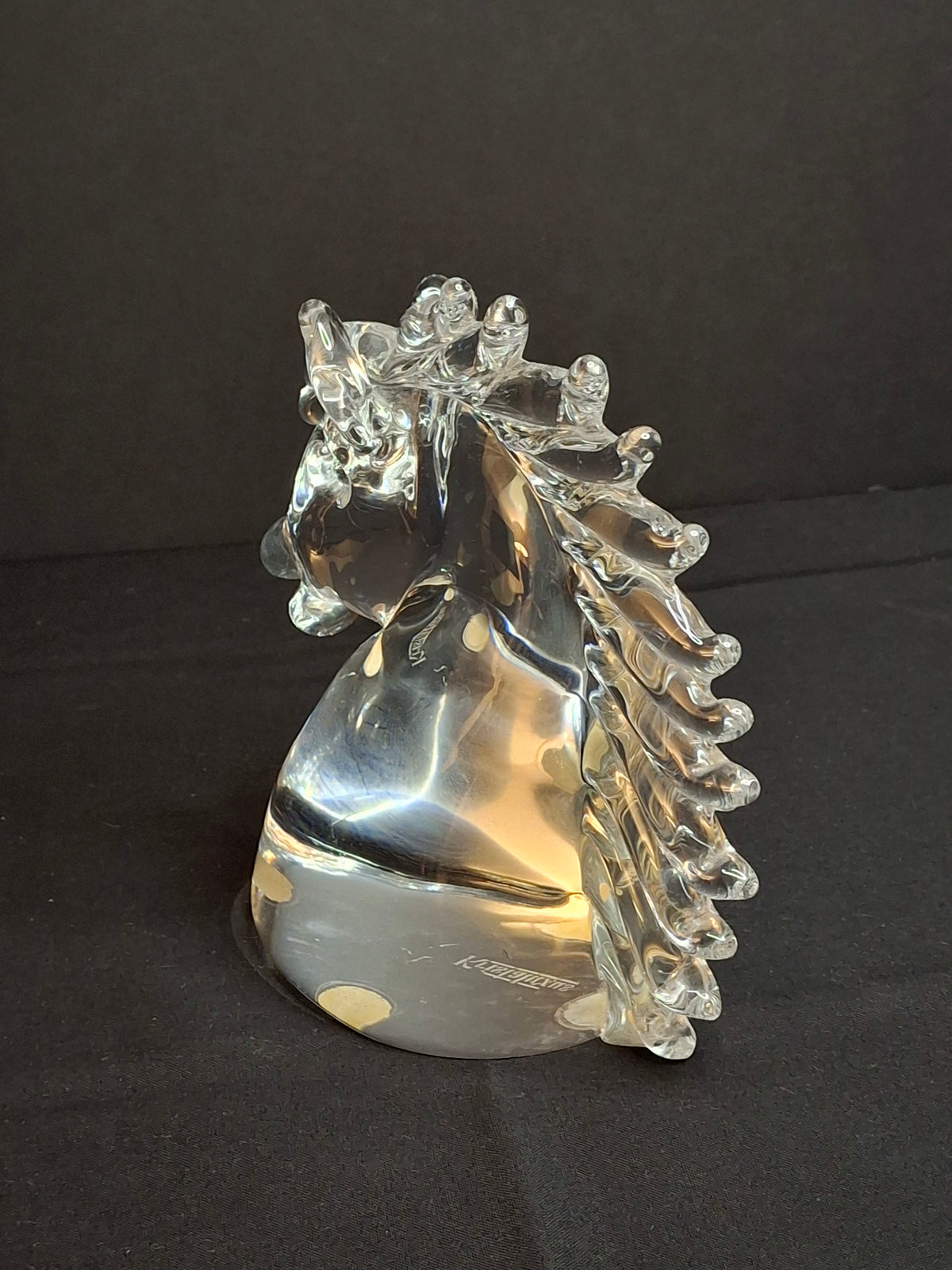 Vintage Kristaluxus Heavy 24% Lead Crystal Horse Head Sculpture Paperweight Mexico