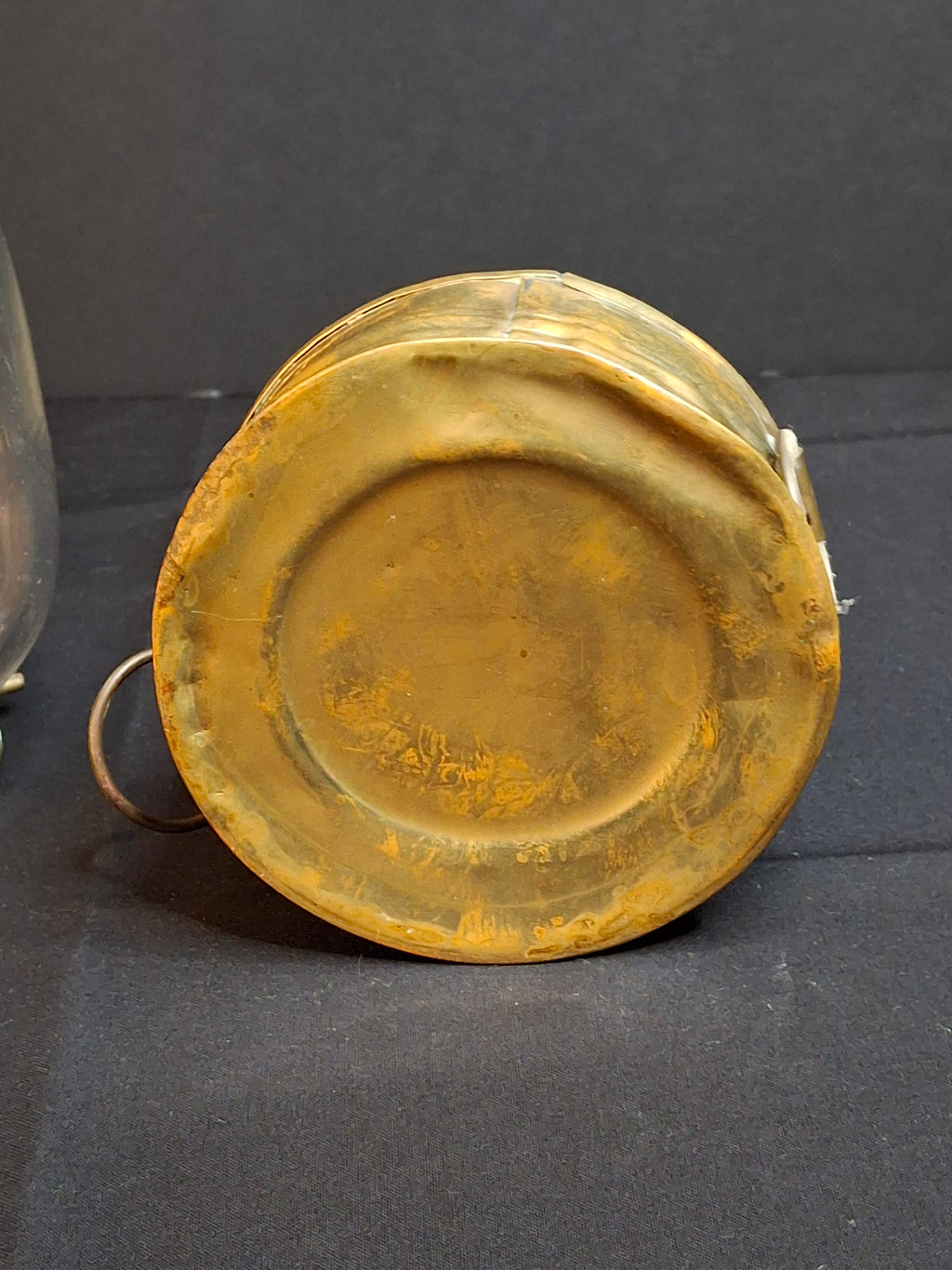 Antique 1840s Heavy Brass Whale Oil Lantern Fixed Globe Pear Shape Thick Glass