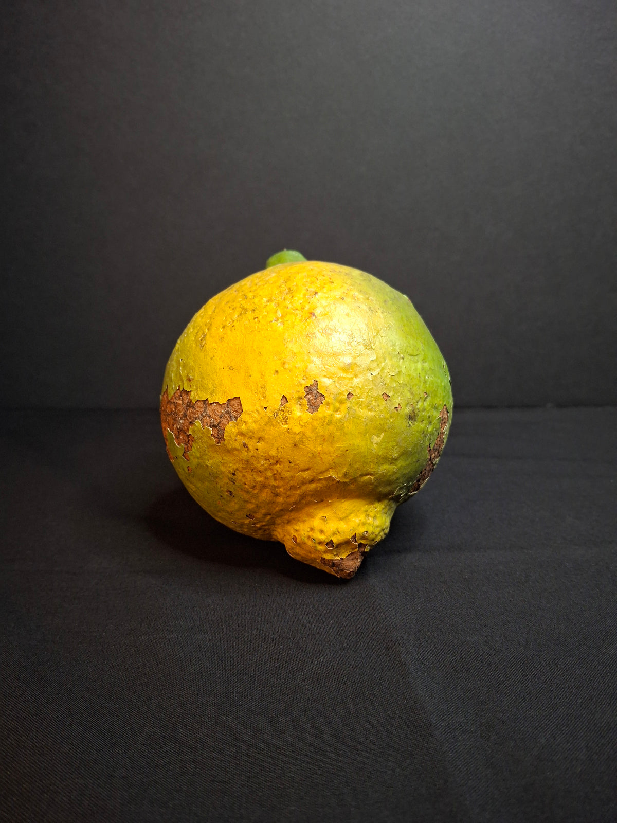 Late 19th Century Redware Earthenware Lemon Fruit Coin Bank Antique Folk Art Pottery