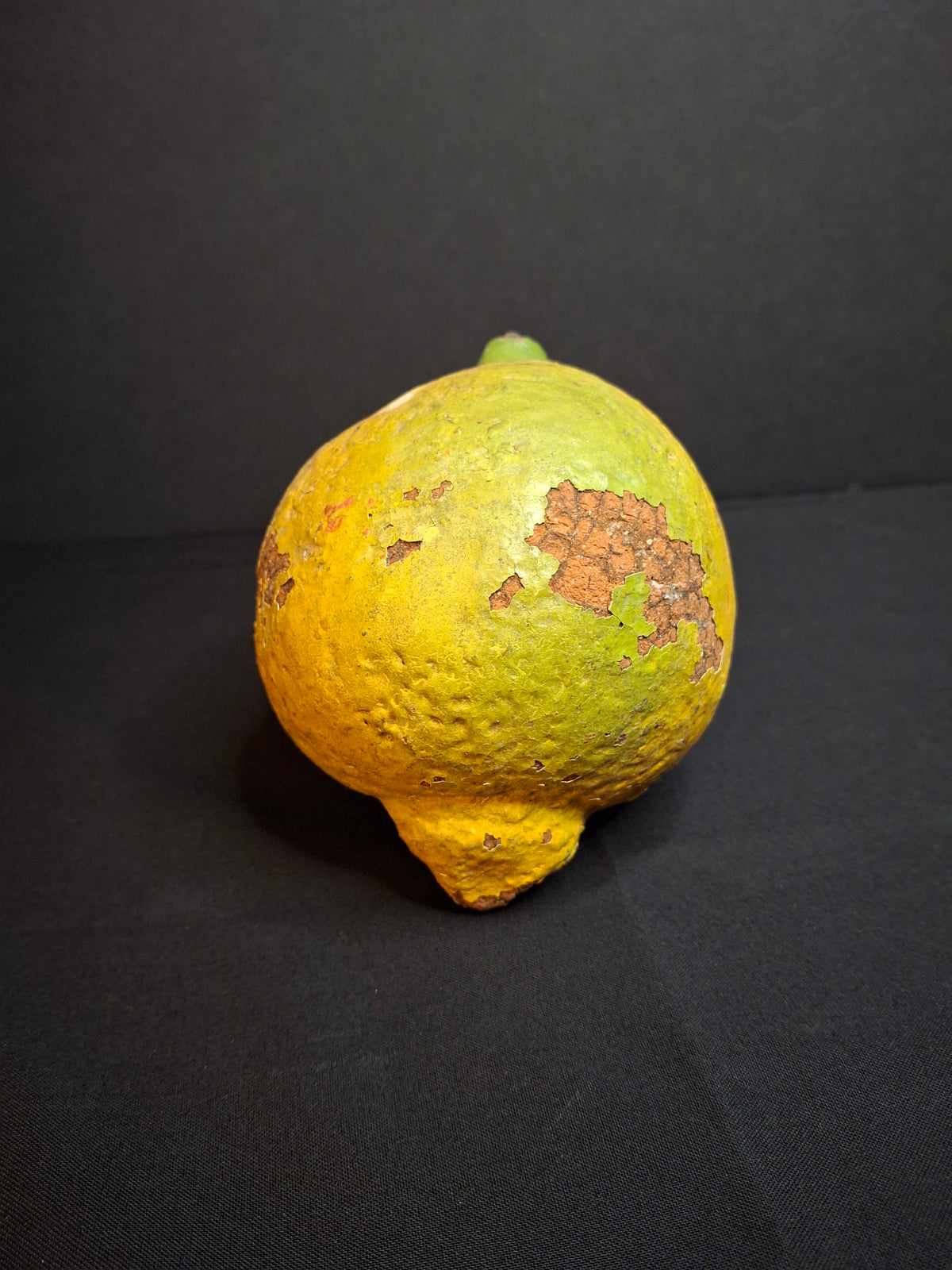 Late 19th Century Redware Earthenware Lemon Fruit Coin Bank Antique Folk Art Pottery