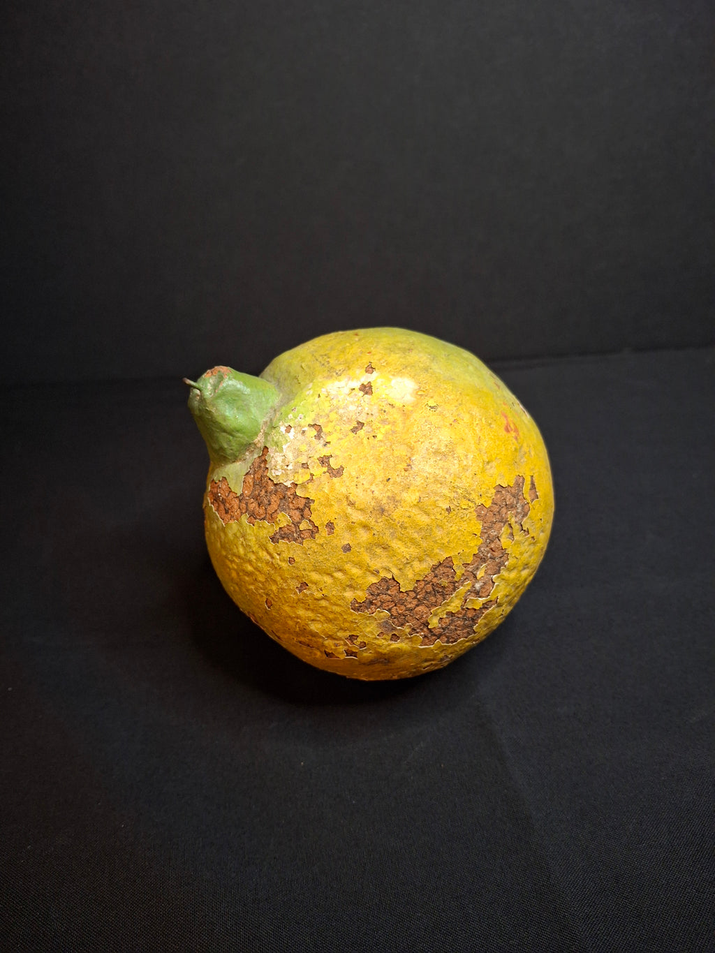 Late 19th Century Redware Earthenware Lemon Fruit Coin Bank Antique Folk Art Pottery